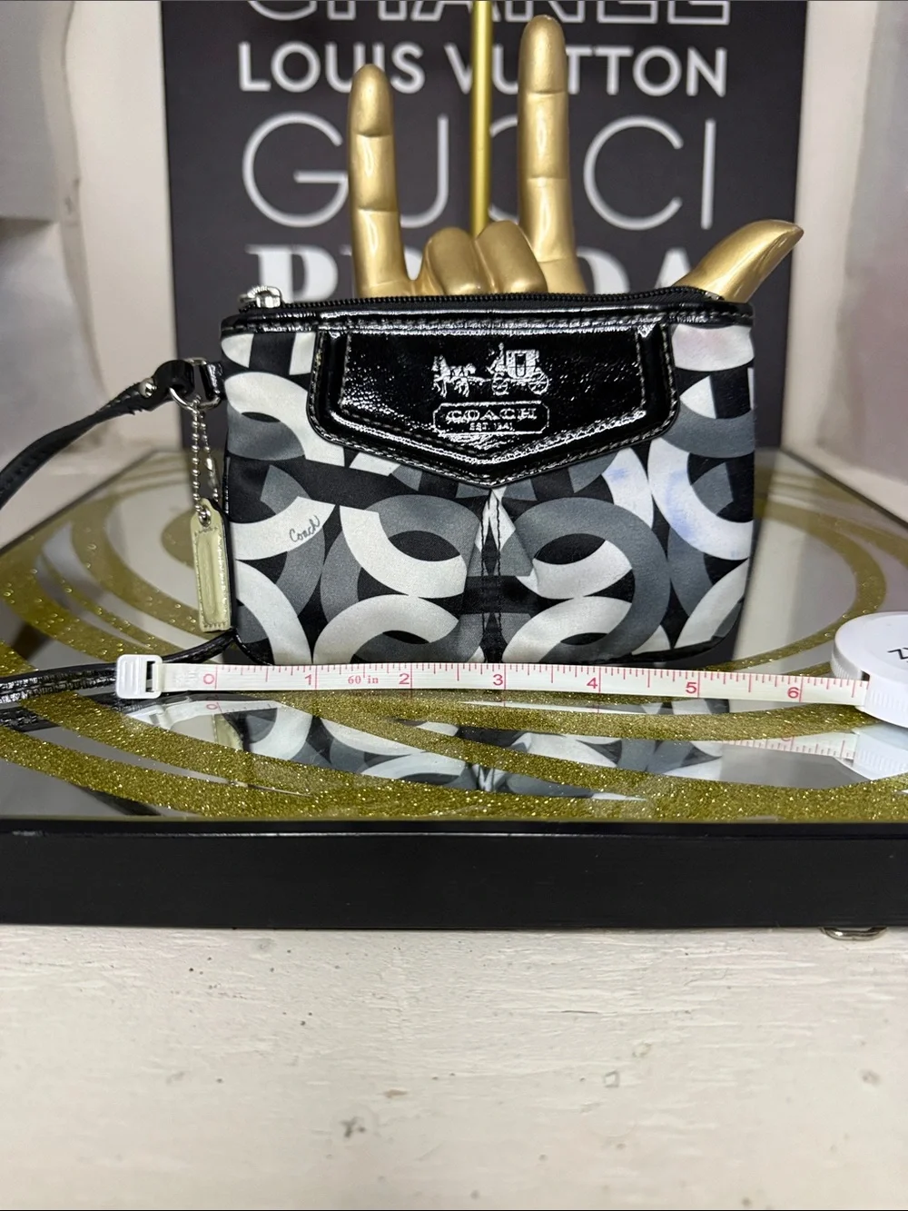 Coach Black, White & Gray Graphic Wristlet - Picture 5 of 8